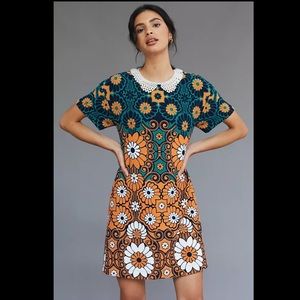 Anthropologie NWT Maeve Floral Shift Mini Dress Size XS.